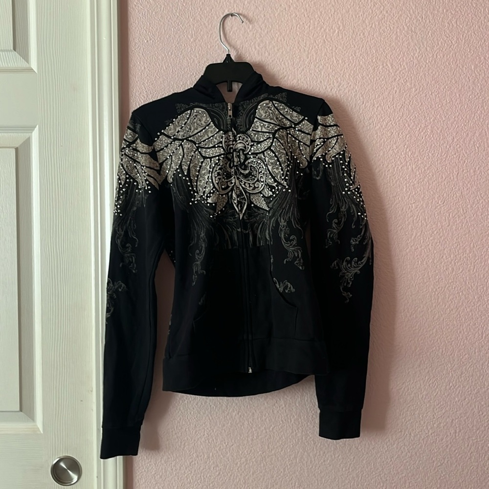 Y2K TRENDY BLACK ZIP UP